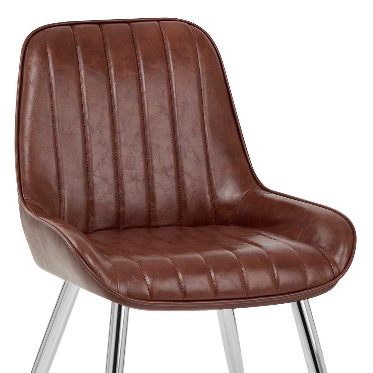 Sedia Ecopelle Cromata - Mustang Marrone