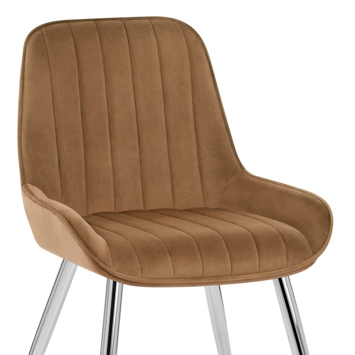 Sedia Velluto Cromata - Mustang Marrone
