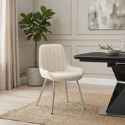 Samt Esszimmerstuhl Chrom - Mustang Beige