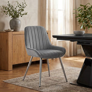 Samt Esszimmerstuhl Chrom - Mustang Dunkelgrau