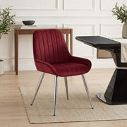 Samt Esszimmerstuhl Chrom - Mustang Rot