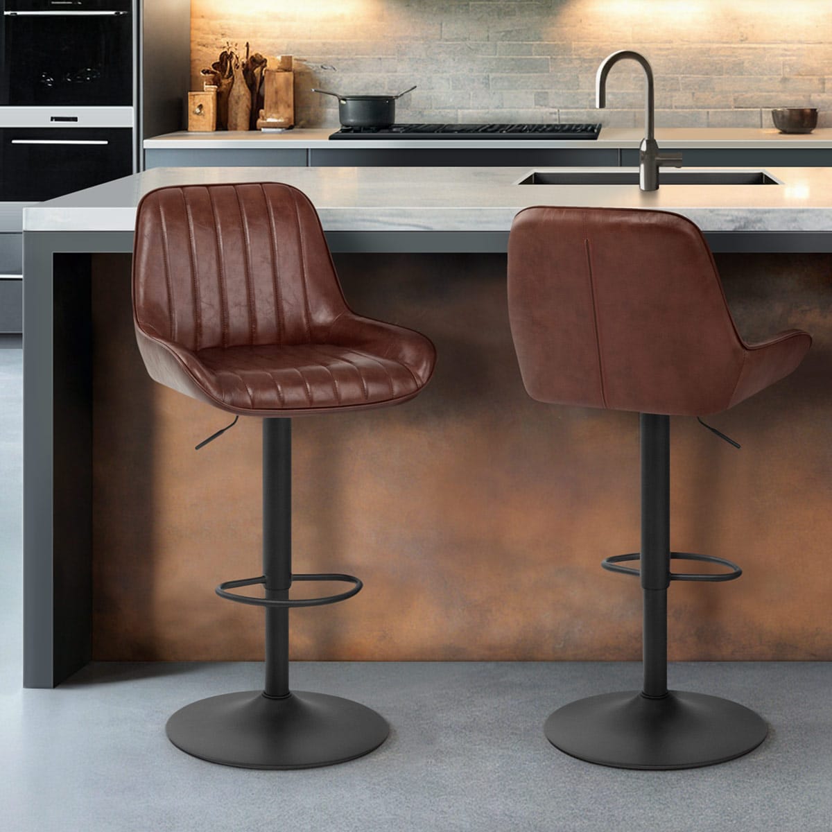 Sgabello Ecopelle - Mustang Marrone