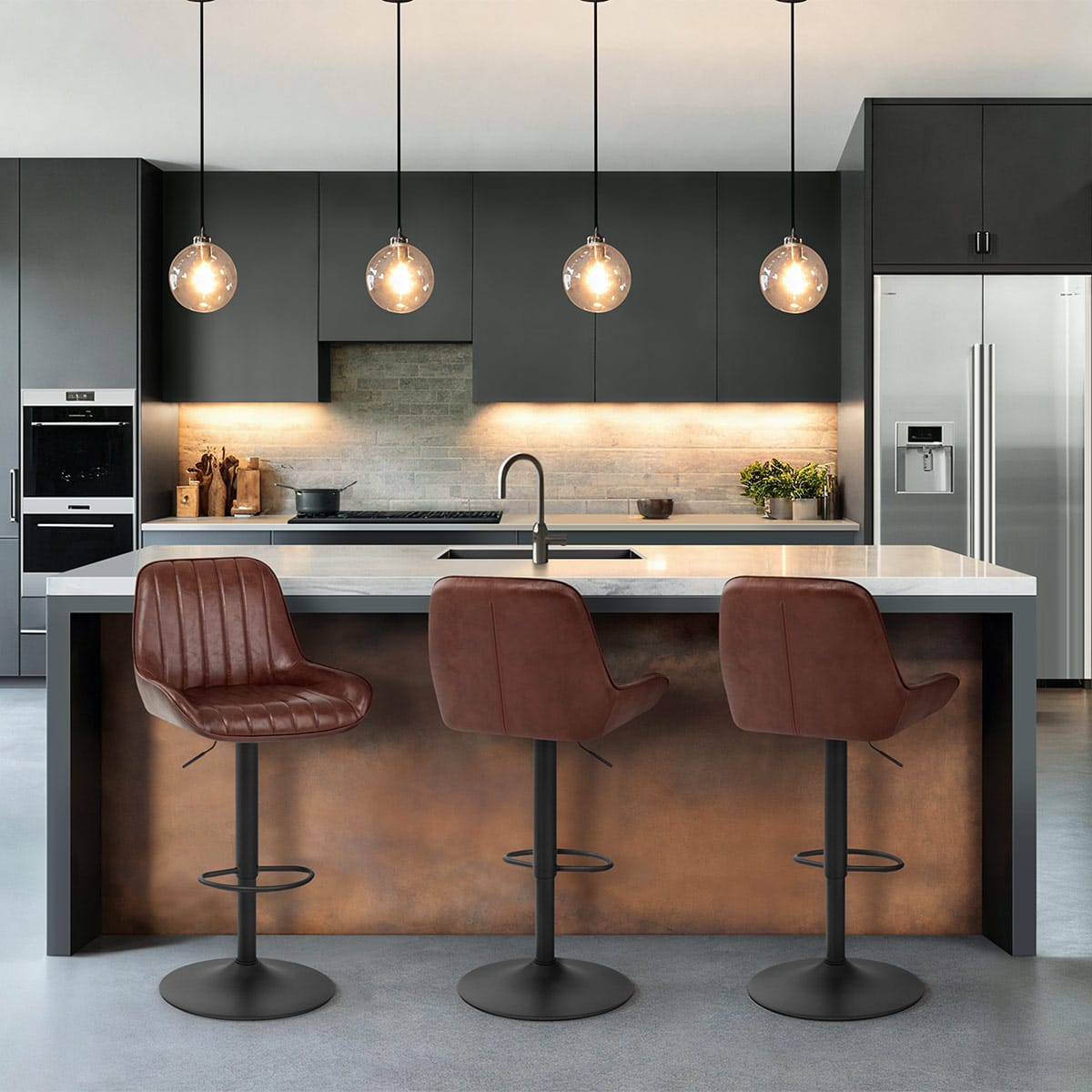 Sgabello Ecopelle - Mustang Marrone