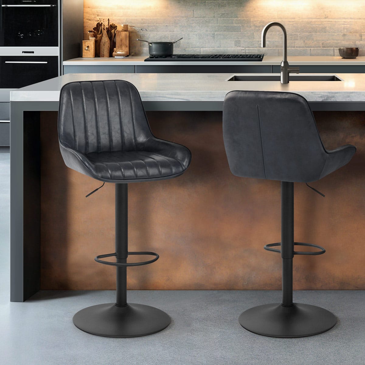 Sgabello Ecopelle - Mustang Blu Scuro