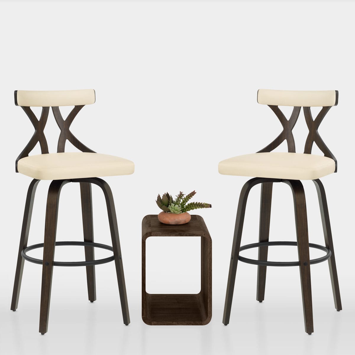 Barhocker Kunstleder Walnuss - Nash Beige