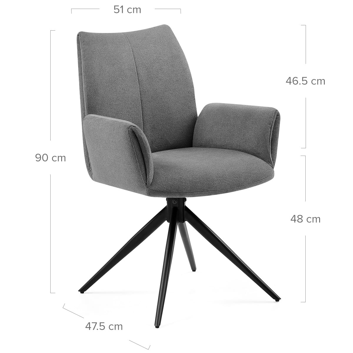 Sedia Tessuto con Braccioli - Neve Grigio