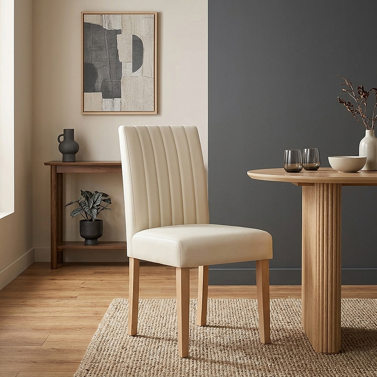 Echtleder Stuhl - Newbury Beige