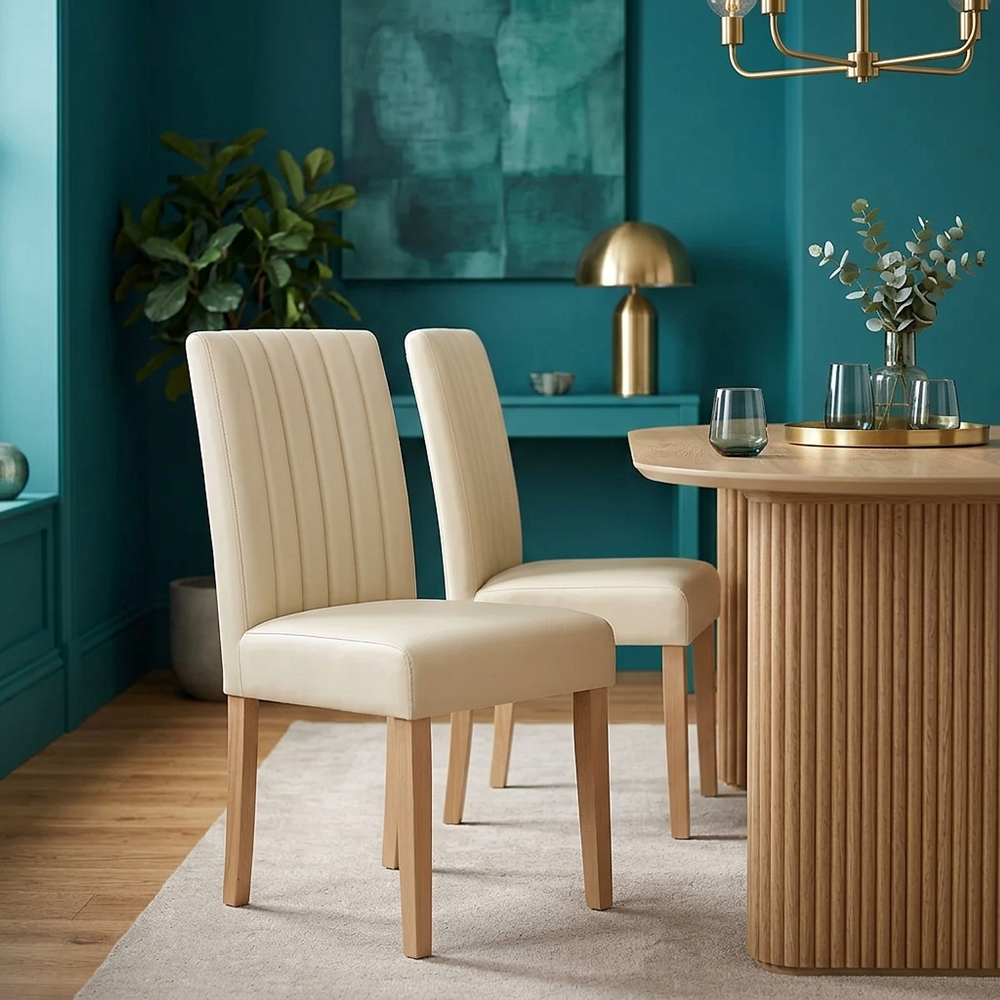 Echtleder Stuhl - Newbury Beige