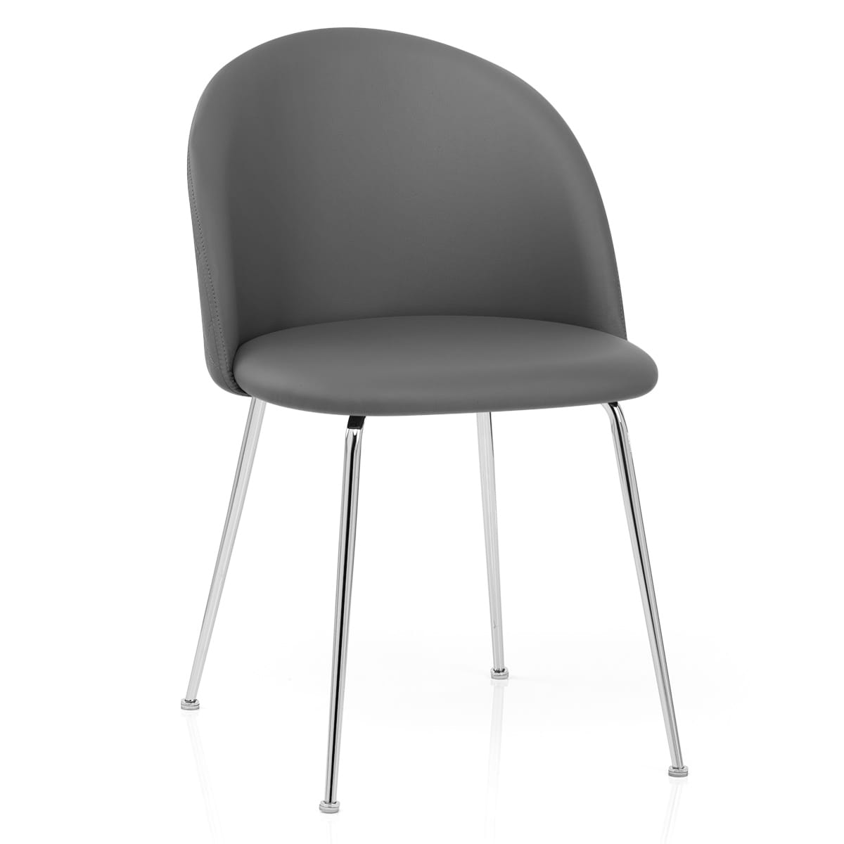 Sedia da pranzo Ecopelle Cromata - Novello Grigio scuro