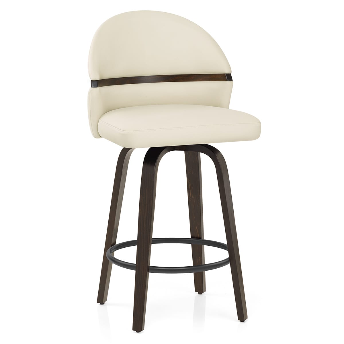 Echtleder Barhocker Walnuss - Odessa Beige