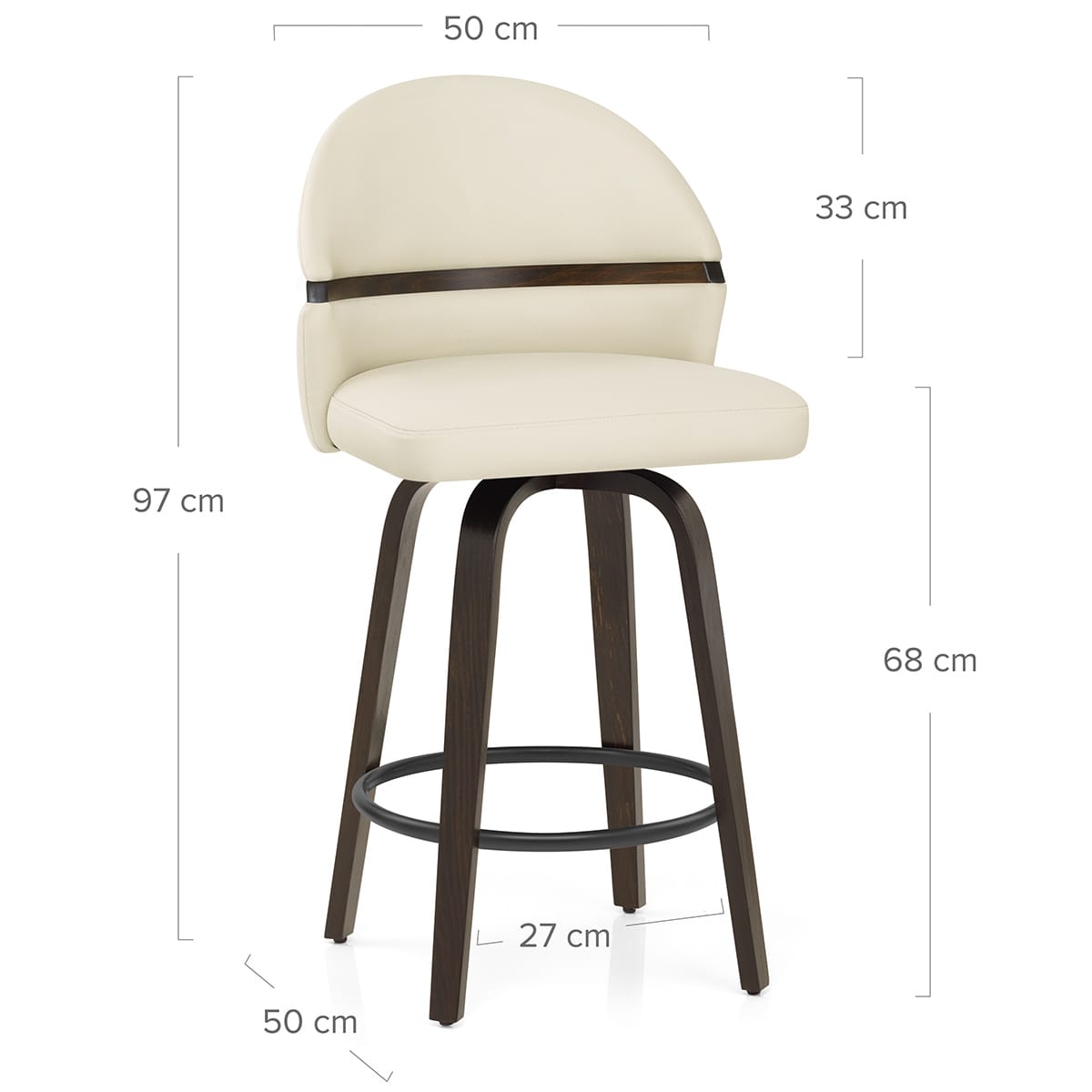 Echtleder Barhocker Walnuss - Odessa Beige