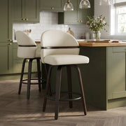 Echtleder Barhocker Walnuss - Odessa Beige