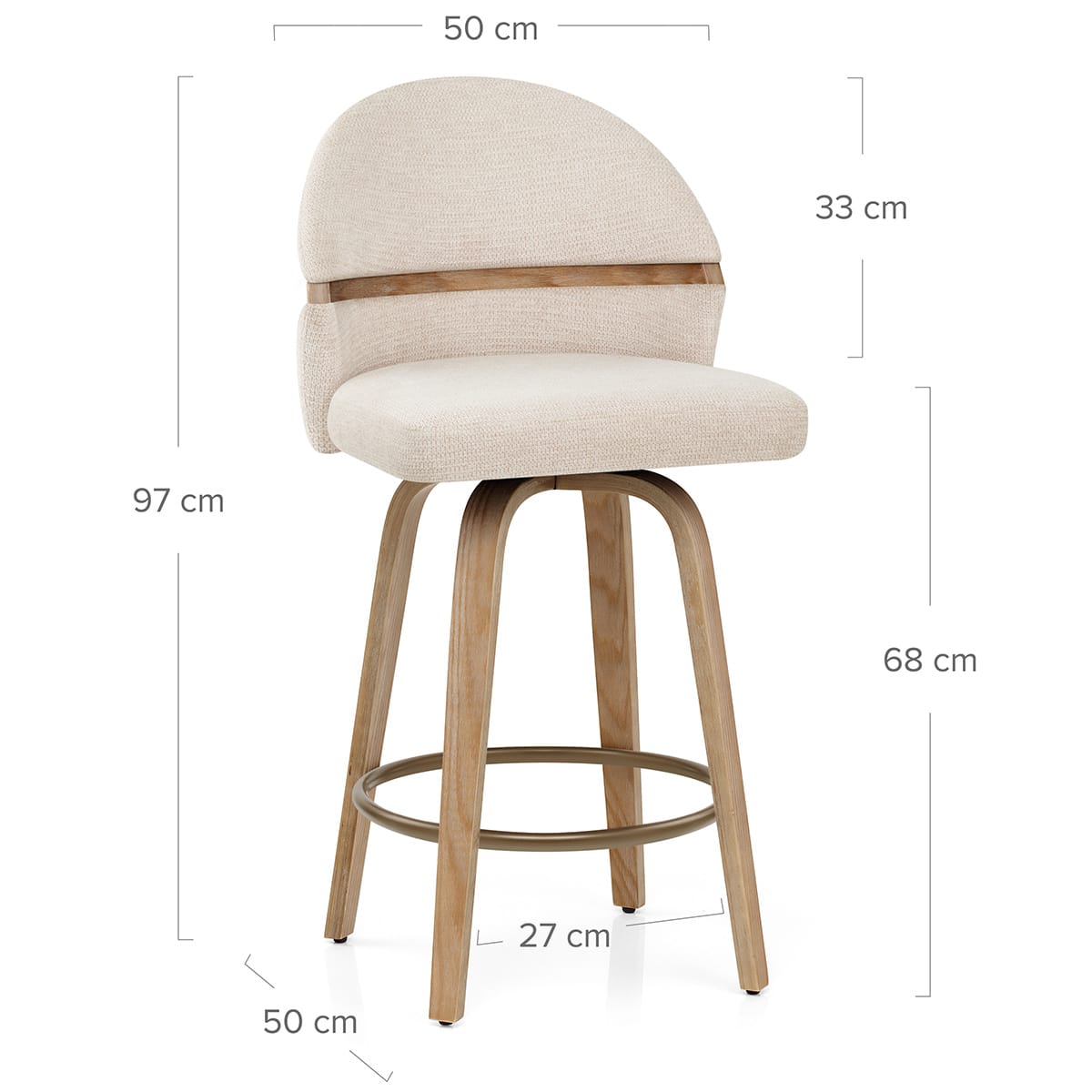 Stoff Barhocker Holz - Odessa Beige