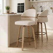 Stoff Barhocker Holz - Odessa Beige