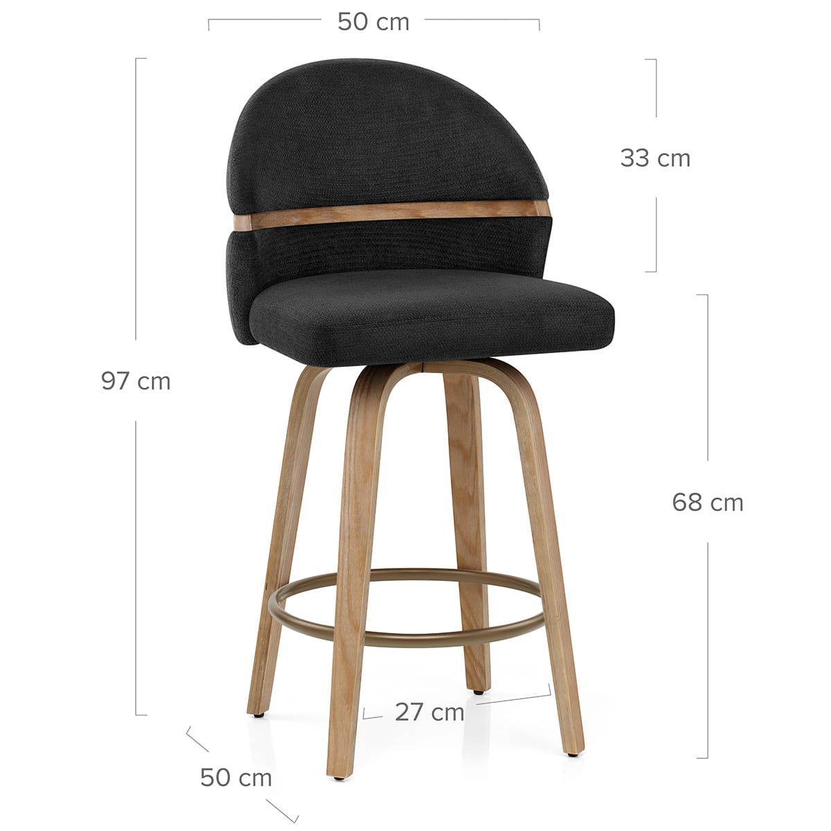 Sgabello Tessuto Legno - Odessa Nero