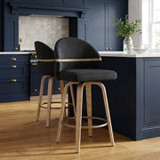 Stoff Barhocker Holz - Odessa Schwarz