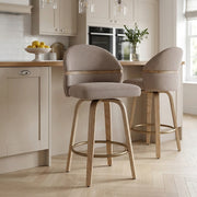 Stoff Barhocker Holz - Odessa Braun