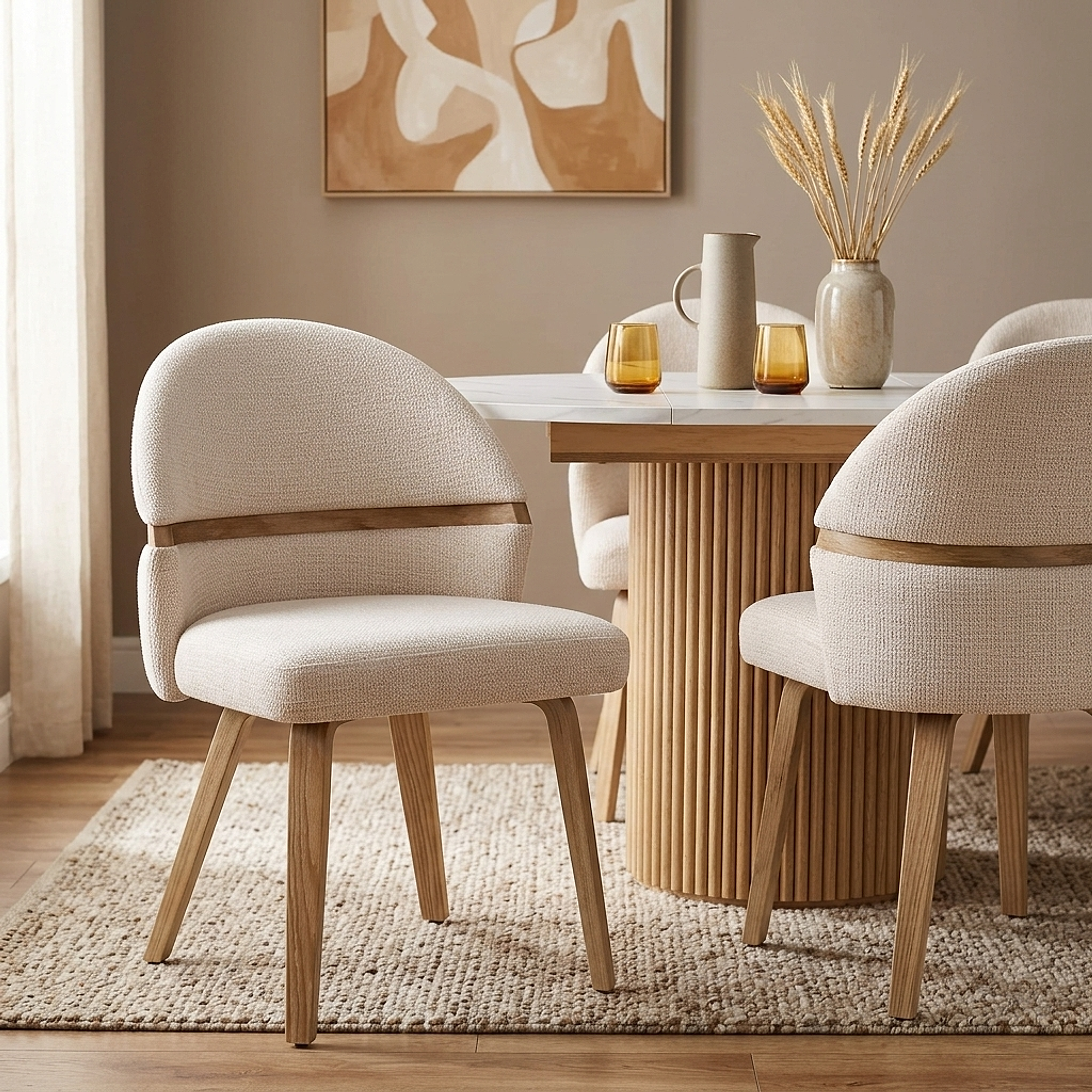 Sedia da pranzo Tessuto Quercia - Odessa Beige