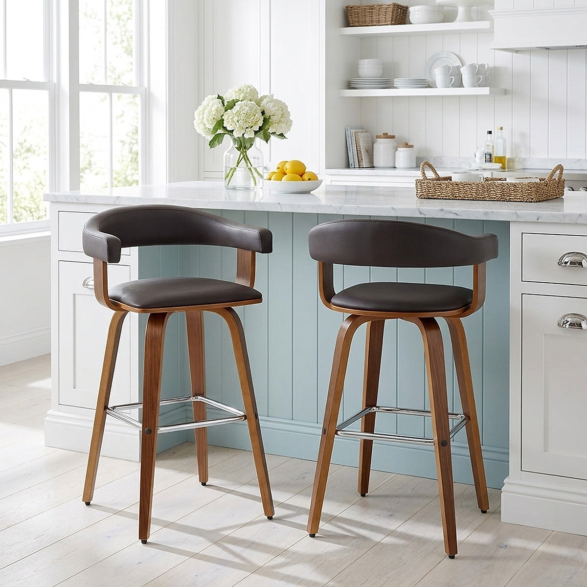Sgabello Ecopelle Legno - Ontario Marrone