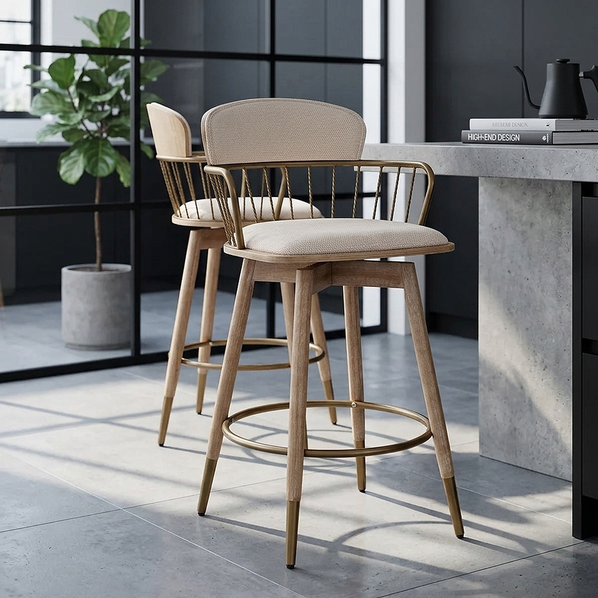 Sgabello Tessuto Legno - Opera Crema