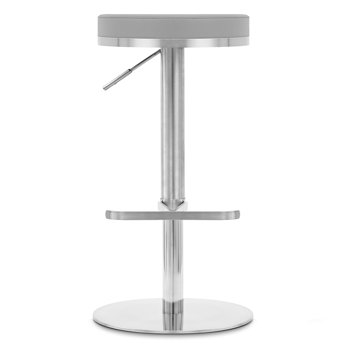 Sgabello Ecopelle Cromo Satinato - Oracle Grigio