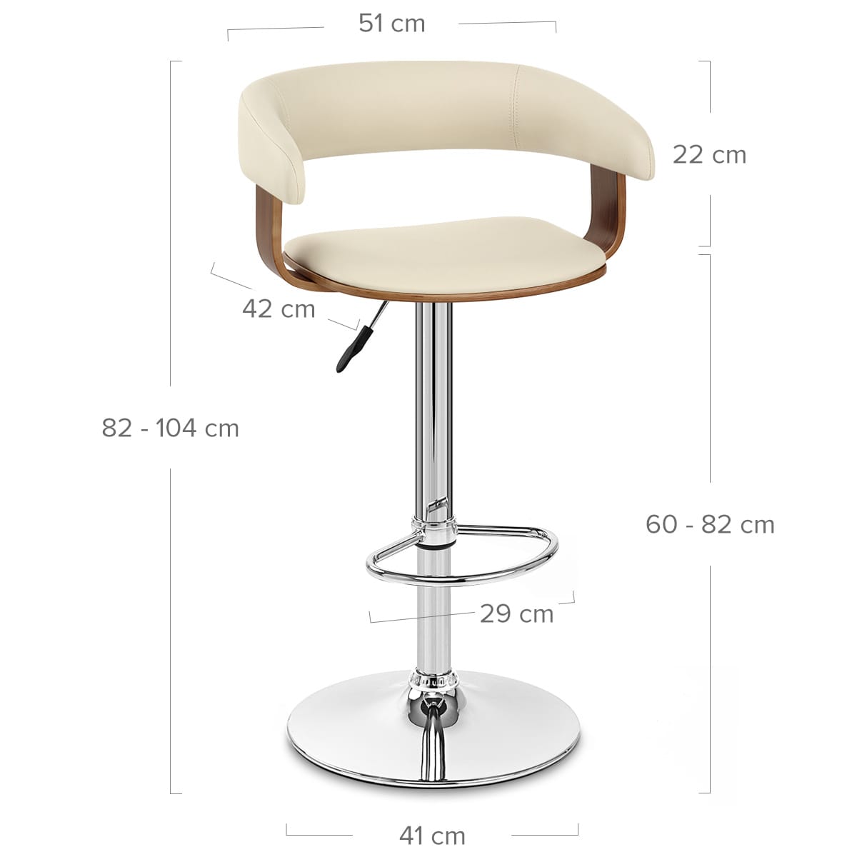 Sgabello Ecopelle Cromato - Orlando Crema