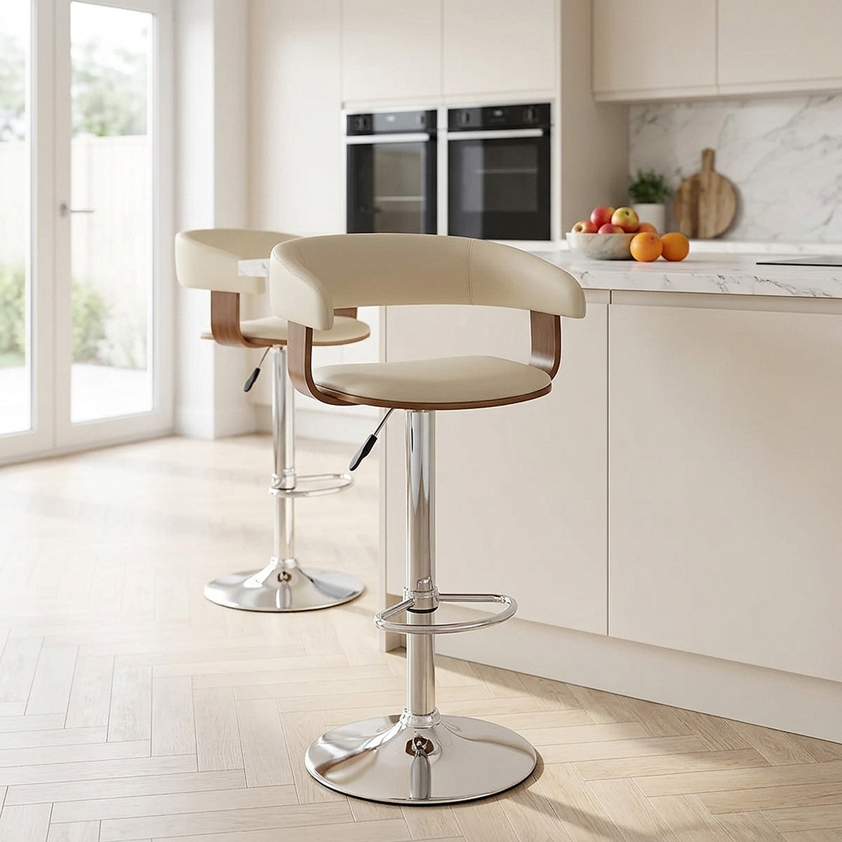 Kunstleder Barhocker Chrom - Orlando Beige