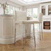 Sgabello Ecopelle Cromato - Pacino Crema
