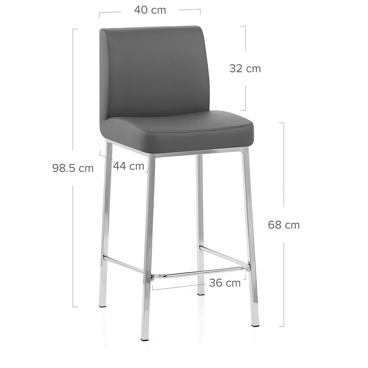 Sgabello Ecopelle Cromato - Pacino Grigio Scuro