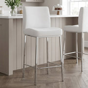 Sgabello Ecopelle Cromato - Pacino Bianco