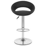 Sgabello Ecopelle Cromato - Crescent Imbottito Nero