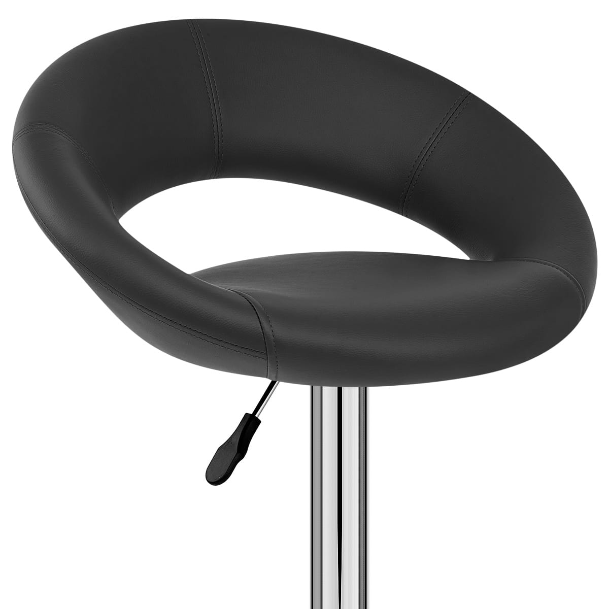 Sgabello Ecopelle Cromato - Crescent Imbottito Nero