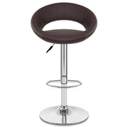 Sgabello Ecopelle Cromato - Crescent Imbottito Marrone