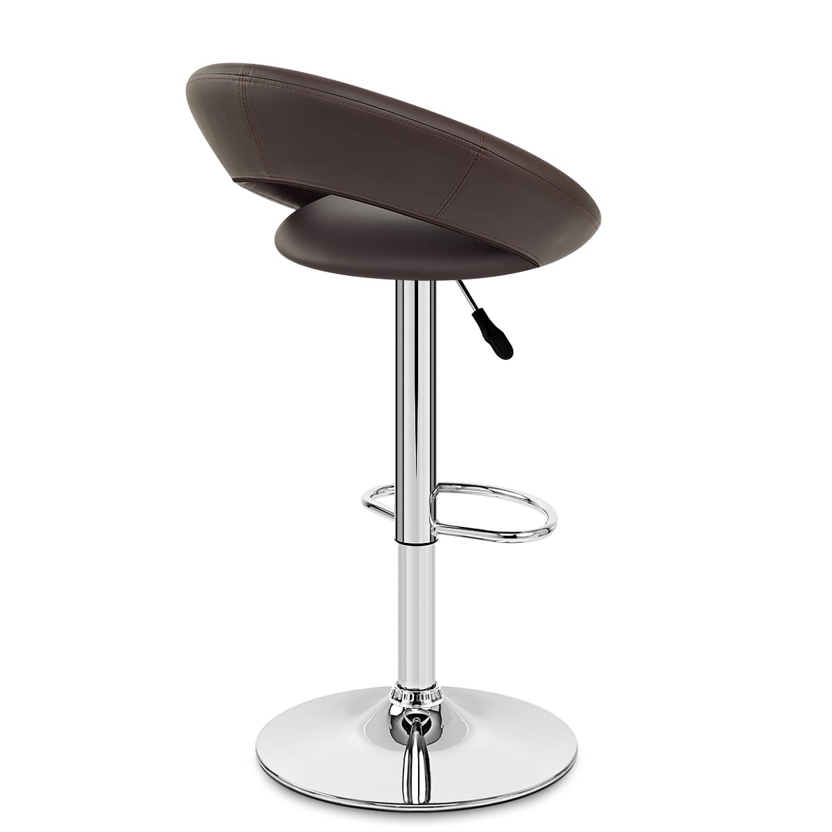 Sgabello Ecopelle Cromato - Crescent Imbottito Marrone