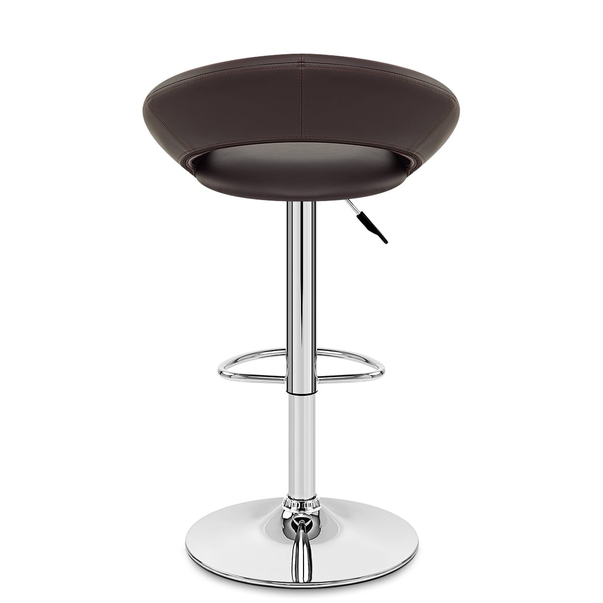 Sgabello Ecopelle Cromato - Crescent Imbottito Marrone