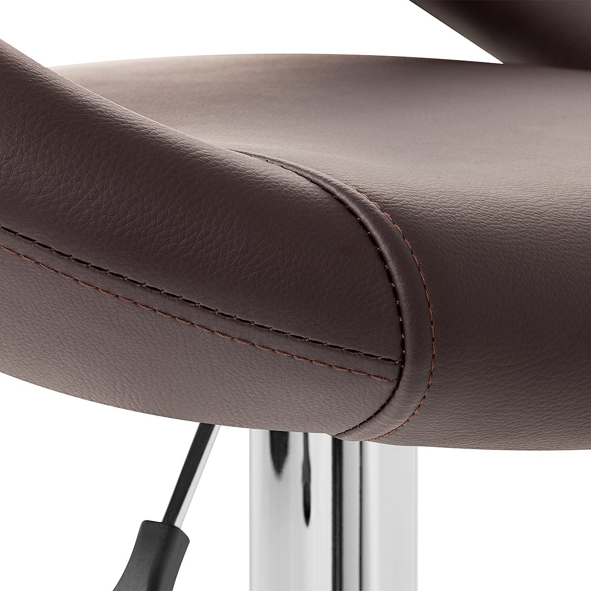 Sgabello Ecopelle Cromato - Crescent Imbottito Marrone