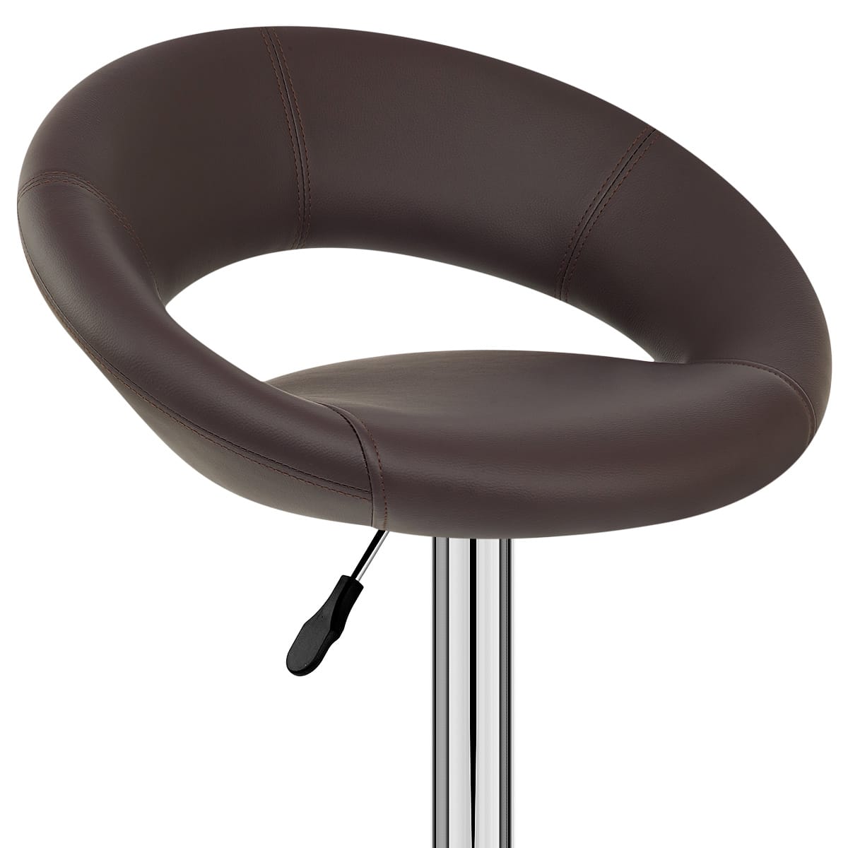 Sgabello Ecopelle Cromato - Crescent Imbottito Marrone