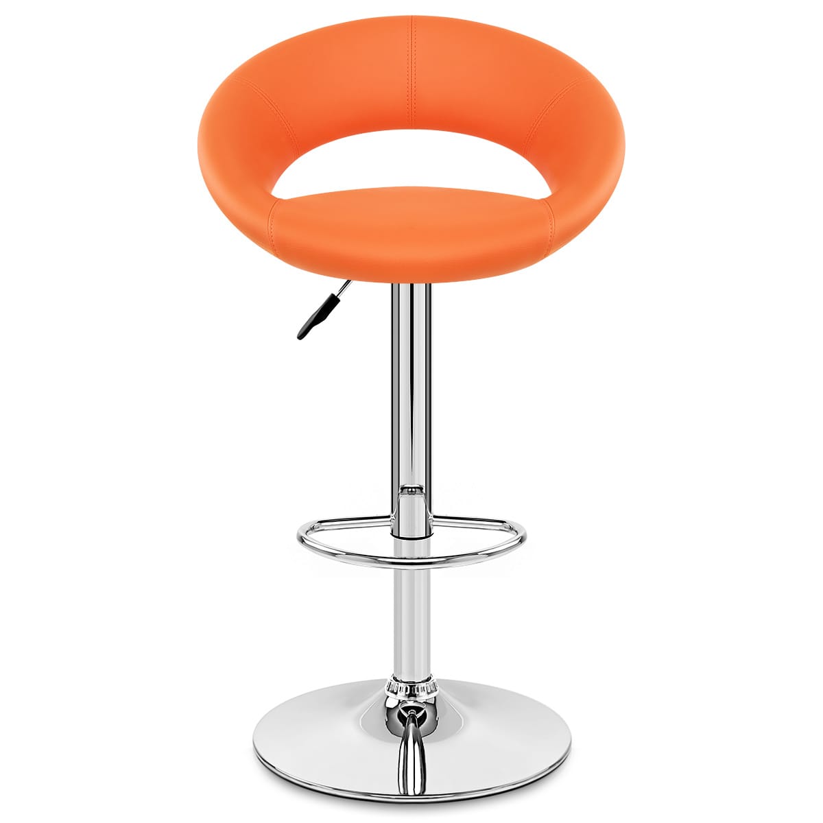 Sgabello Ecopelle Cromato - Crescent Imbottito Arancione