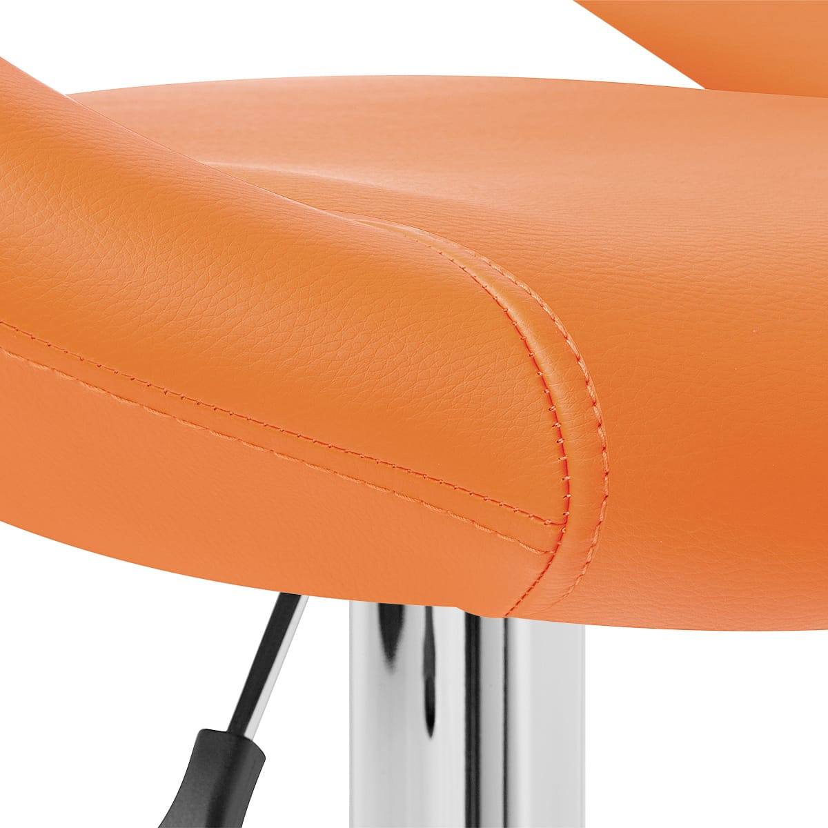 Sgabello Ecopelle Cromato - Crescent Imbottito Arancione