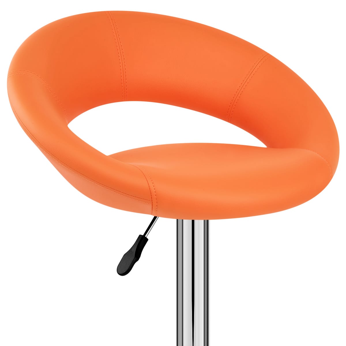 Sgabello Ecopelle Cromato - Crescent Imbottito Arancione