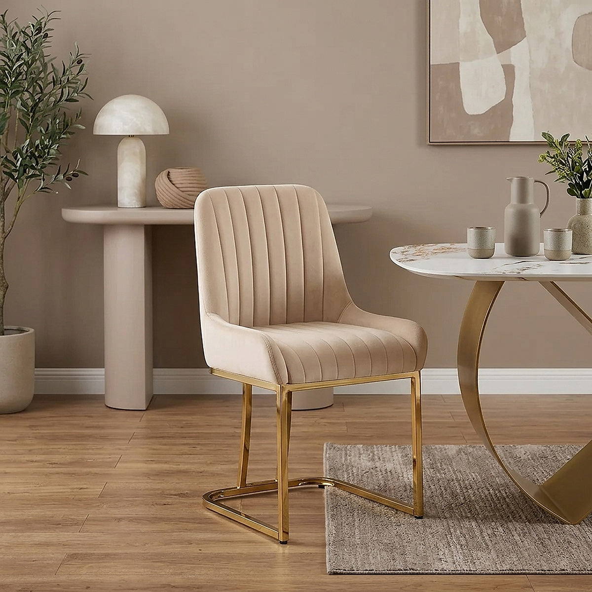 Esszimmerstuhl Samt - Paget Beige