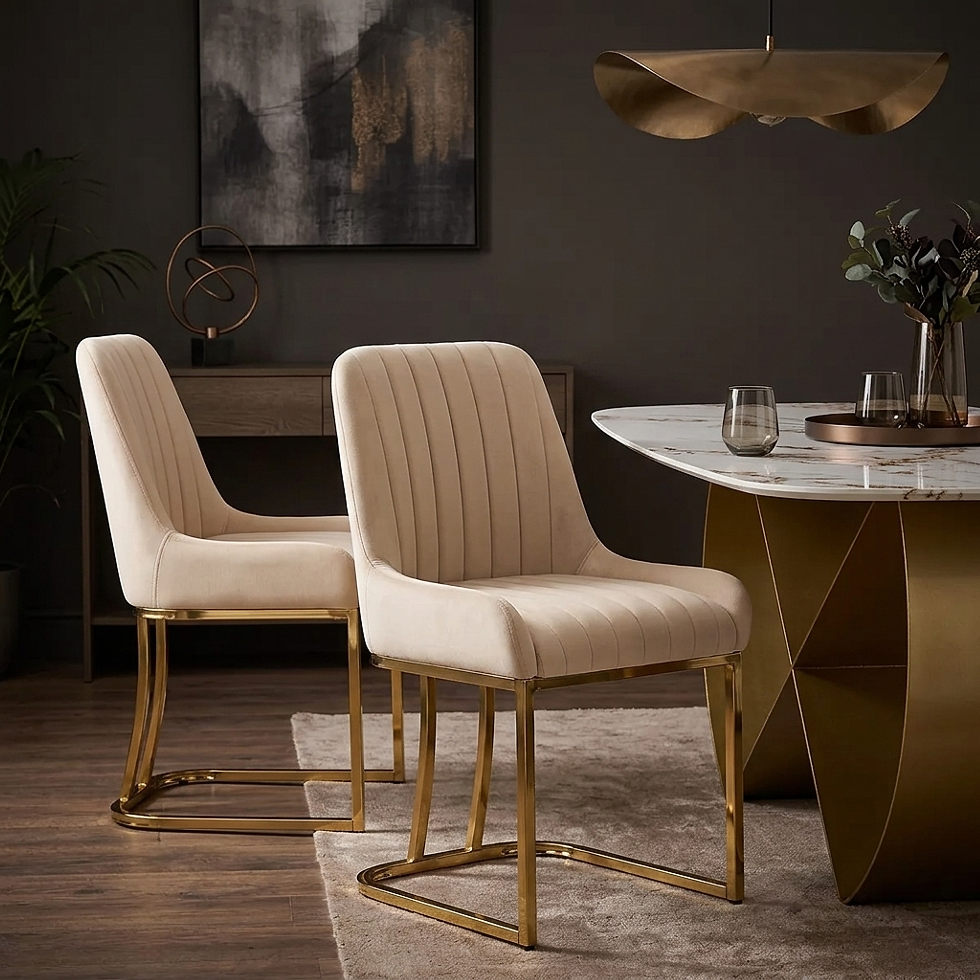 Esszimmerstuhl Samt - Paget Beige