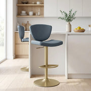 Echtleder Barhocker gold - Pearl Blau