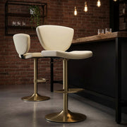 Echtleder Barhocker gold - Pearl Beige