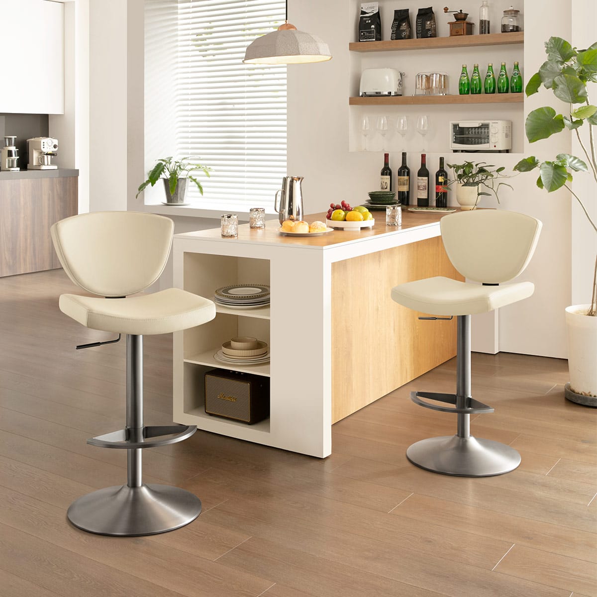 Echtleder Barhocker - Pearl Beige