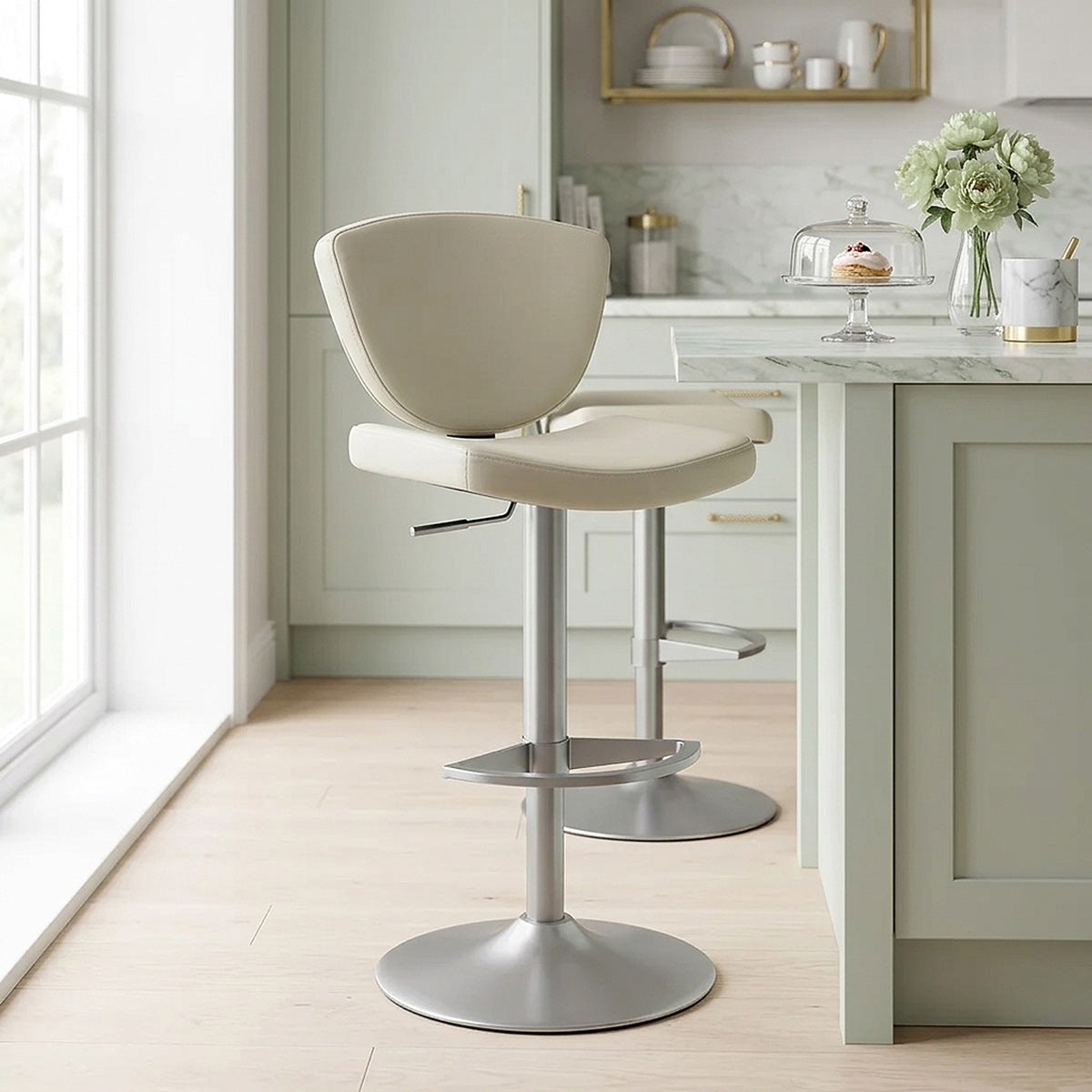 Echtleder Barhocker - Pearl Braungrau