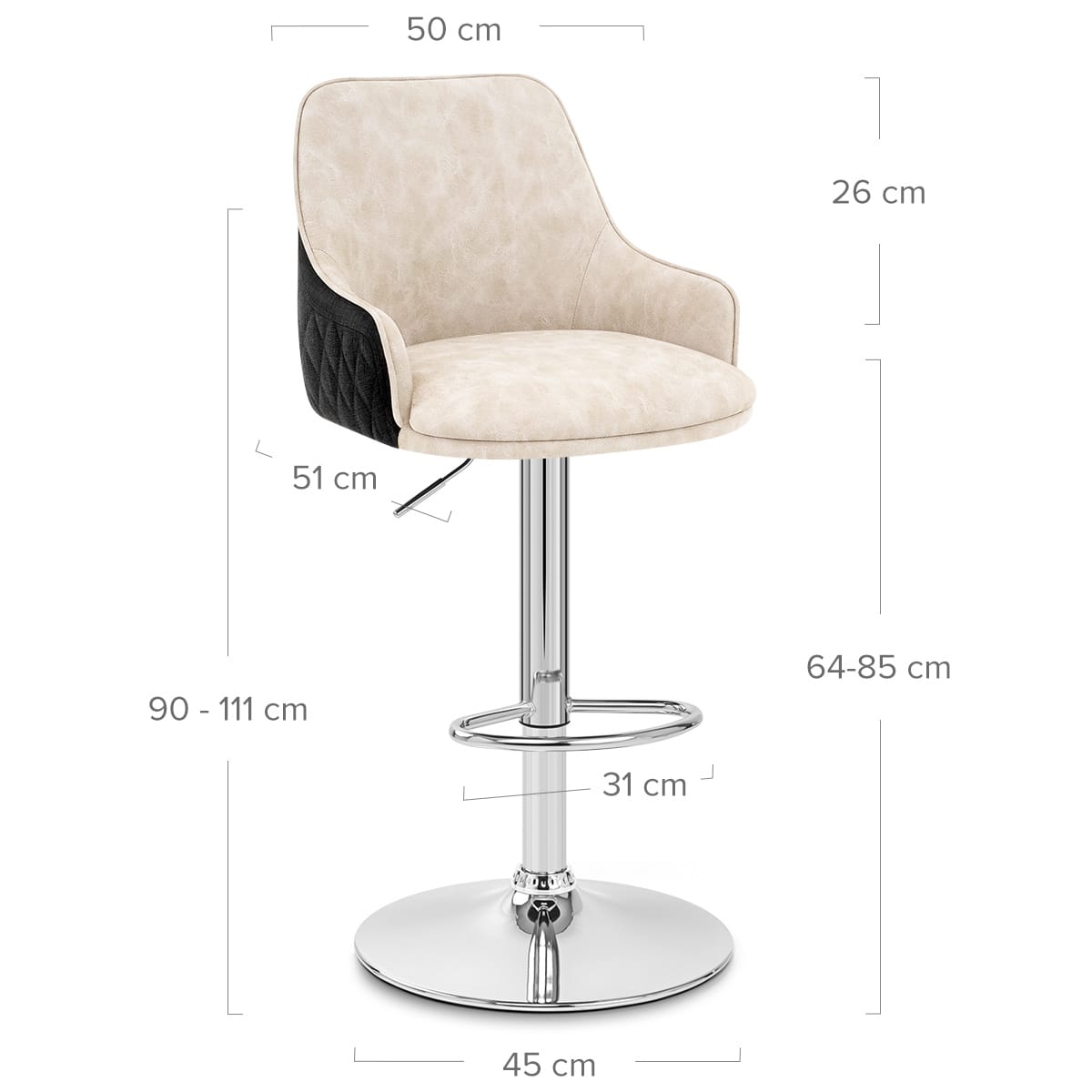 Kunstleder Barhocker Stoff - Plaza Beige