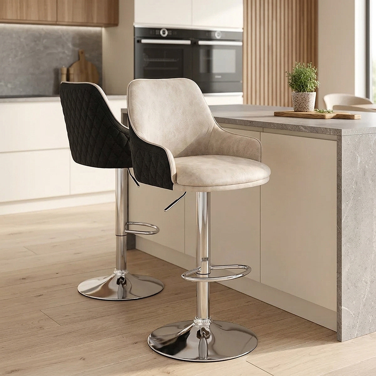 Kunstleder Barhocker Stoff - Plaza Beige