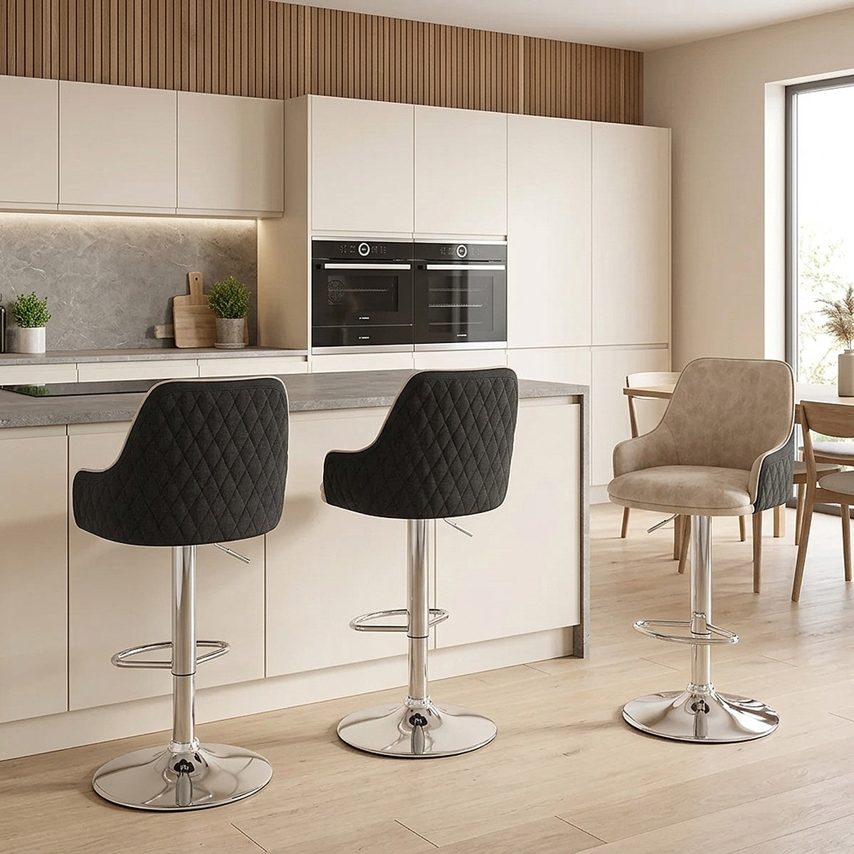Kunstleder Barhocker Stoff - Plaza Beige