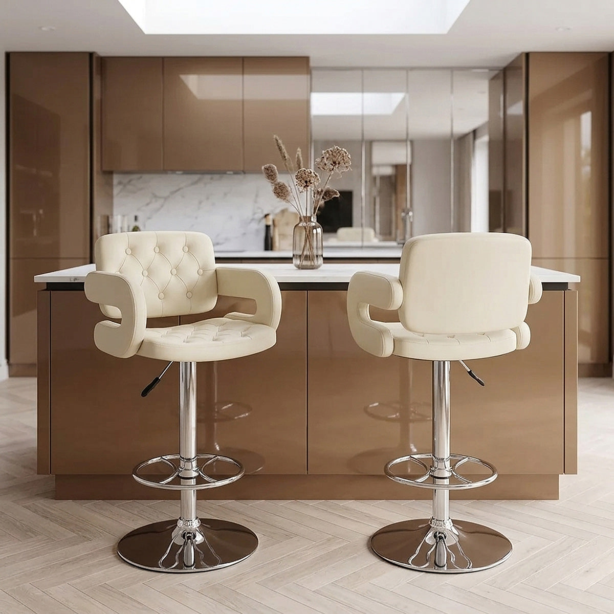 Kunstleder Barhocker Chrom - Polaris Beige
